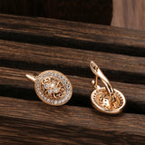 14K Rolled Gold Vintage AAA Zircon Diamonds Luxury Oval Geometric Drop Classic Earrings