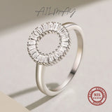 Sparkling Circular Centerpiece Paved with AAAA Lab Created Diamond Silver Ring