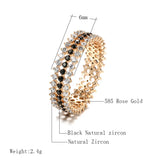 Luxury Vintage Style Rolled 14K Rose Gold Full Black White AAA Zircon Diamonds Shiny Ring - Fine Jewellery