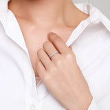 Delicate Curved Geometric Wing Design AAAA Lab Created Diamond Silver Ring