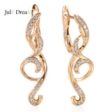 14K Gold Filled New Long AAA Zircon Diamonds Clip  Flower Slim Drop Elegant Earrings