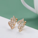 Ethnic Flower Micro Wax Inlay 14K Filled Rose Gold AAA Zircon Diamonds Drop Earrings - Vintage Style Jewellery