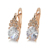 14K Gold Filled New Oval Gems White Deep Blue AAA Zircon Crystal Stacked Round Earrings