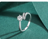 Six Claw Asymmetry Sterling Silver Fashion Clear AAAA Lab Created Diamond Ring