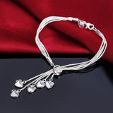 925 Sterling Silver Charm Bracelet Hook Five Heart -  Silver Charm Bracelets for Women High Quality Fine Jewellery - The Jewellery Supermarket