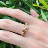 14K Rolled Gold Trendy Micro Inlay AAA Zircon Diamonds Butterfly Design Glossy Ring