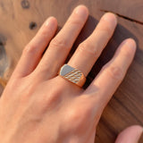 Modern Fashion 14 Karat Rolled Gold Glossy Square Cutting Men's Signet Ring