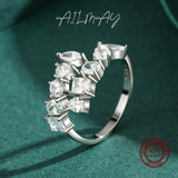 Sparkling Asymmetric Cluster AAAA Lab Created Diamonds Silver Geometric Rings