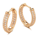 14K Rolled Gold Classic Double Layer Full AAA Zircon Diamonds Women Hoop Earrings