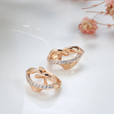 14K Rolled Gold Vintage Elegant Fashion AAA Zircon Diamonds Hollow & Glossy Clip Earrings