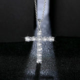 Luxury Handmade D-EF Colour VVS1 Cross Necklace with Moissanite Diamonds - Silver Christian Necklace Fine Jewellery - The Jewellery Supermarket