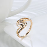 14 Karat Gold Filled Fashion Black AAA Zircon Diamonds Geometric Twine Hollow Line Rings