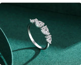 Luxury Water Drop Shape Emerald Cut Clear AAAA Lab Created Diamond Silver Rings