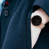 High Quality Elegant Rose Gold Colour Ladies Watches Stainless Steel Mesh Band Quartz Movement Waterproof Watches