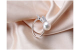 Butterfly Shape Natural Freshwater Pearl Shiny AAA Zircon Diamonds Silver Ring