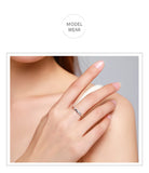 Faceted, Minimalist AAAA Lab Created Diamonds Silver Geometric Design Ring