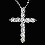 Silver Colour Christian Necklace - Fashion Cross AAA CZ crystals Religious Christmas gift Pendant Necklace - The Jewellery Supermarket