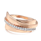 Brand New Luxury Crystal Flower Fashion 14K Rolled Rose Gold AAA Zircon Diamonds Ring - Vintage Wedding Jewellery