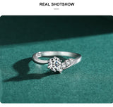 Six Claw Asymmetry Sterling Silver Fashion Clear AAAA Lab Created Diamond Ring