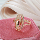 Unusual Minimalist Geometry Luxury 14K Rolled Rose Gold AAA Zircon Diamonds Ring - Fashion Fine Jewellery