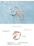 Rose Gold Colour Shining AAAA Simulated Diamonds Leaves Ring - Silver Wedding Engagement Ring Jewellery - The Jewellery Supermarket