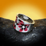 Fashionable Exquisite Red, White Handmade Enamel AAA Zircon Diamonds Rings