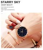 New Arrival Elegant Fashion Lady's Watch Luxury Rhinestone Starry Sky Dial Waterproof Stainless Steel Strap Watches