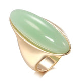 Big Glossy Luxury Green Blue Red Natural Stone 14K Rolled Rose Gold Ring for Women - Fine Vintage Wedding Jewellery
