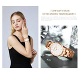 Elegant Rose Gold Plated Round Dial Stain Steel Band Women Watches Japan Movement Quartz Waterproof Wristwatches
