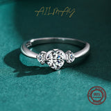 Romantic Heart Clear AAAA Lab Created Diamond Genuine 925 Sterling Silver Ring