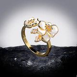 Exquisite White Flower AAA Zircon Diamonds Handmade Enamel Daisy Silver Ring