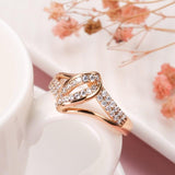 Natural Zircon Bride Wedding Ring 585 Rose Gold Fashion Cross Crystal Rings for Women - Vintage Party Jewellery - The Jewellery Supermarket