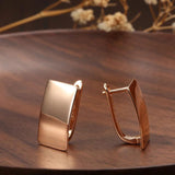 Hot Fashion Glossy Simple Square 14K Rolled Rose Gold Dangle Earrings - High Quality Daily Fine Jewellery