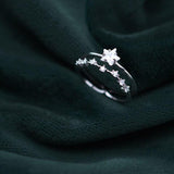 Sterling Silver Double Layer Twinkle Star AAAA Simulated Diamonds Wedding Engagement Rings - Fine Jewellery - The Jewellery Supermarket