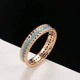 New 14K Filled Gold Full Circle Luxury Stackable Turquoise Ring Vintage Jewellery