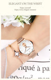 Elegant Simple Fashion Rose Gold Colour Case Ladie's Watch Blue Stainless Steel Mesh Belt Quartz Waterproof Watches