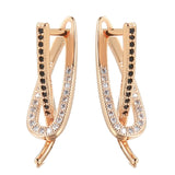 14K Gold Filled Elegant Black White AAA Zircon Crystals Geometric Glossy Earrings