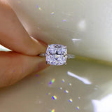 Wonderful Cushion Cut Lab Created AAAAA Diamond Silver Party Wedding Engagement Jewellery Big Rings for Women - The Jewellery Supermarket