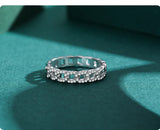 Staggered Line Silver Dazzling AAAA Lab Created Diamond Fashion Stackable Ring