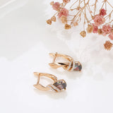 14K Rolled Gold Inlay Gradient AAA Zircon Diamonds New Trendy Geometric Clip Earrings