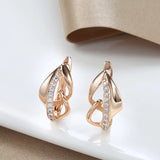 14K Rolled Gold Vintage Elegant Fashion AAA Zircon Diamonds Hollow & Glossy Clip Earrings