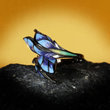 Unique Shape Handmade Blue Butterfly Enamel 925 Silver Elegant Ring