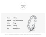 Delicate Geometric Link-Chain AAAA Lab Created Diamond Silver Charm Ring