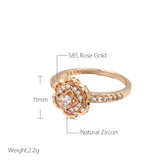 14 Karat Rolled Gold Fashion Rose Flower AAA Zircon Diamonds Fine Vintage Rings For Women