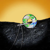 Genuine Handmade Green Bamboo Leaves Luminous AAA Zircon Diamonds Necklace