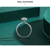 Classic Simple Flower AAAA Lab Created Diamond 925 Sterling Silver Fine Rings