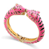 Unique Design Trendy Double Leopard Head Enamel Cuff Bracelet Statement Bangle for Women - Gold Plated Bracelet - The Jewellery Supermarket