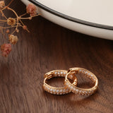 14K Rolled Gold Classic Double Layer Full AAA Zircon Diamonds Women Hoop Earrings