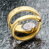 Amazing Luxury Brand Red Dial Snake Shape Zirconia Diamond Ladies Gold Iced Out Analog Quartz Movt Unique Watch