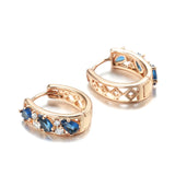 14K Gold Filled New Drop AAA Blue Red Zircon Diamonds Hoop Hollow Prong Setting Earrings